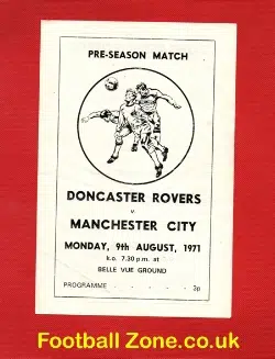 Doncaster Rovers v Manchester City 1971 – Pre Season Friendly