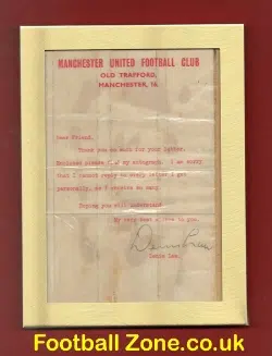 Manchester United Denis Law – Autographed Letter In Frame