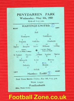Hastings United v Merthyr Tydfil 1955