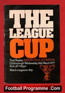 Aston Villa v Everton 1977 League Cup Final Replay
