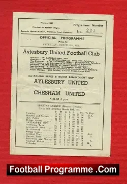 Aylesbury United v Chesham United 1951 – Bucks Benevolent Cup