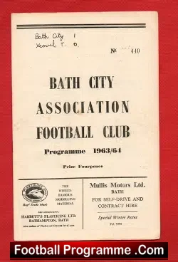 Bath City v Yeovil Town 1963 - football programme