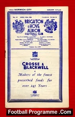 Brighton Hove Albion v Norwich City 1954