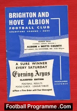 Brighton Hove Albion v Notts County 1962