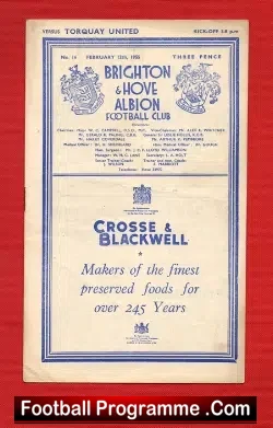 Brighton Hove Albion v Torquay United 1955