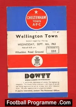 Cheltenham Town v Wellington Town 1963 - football programme
