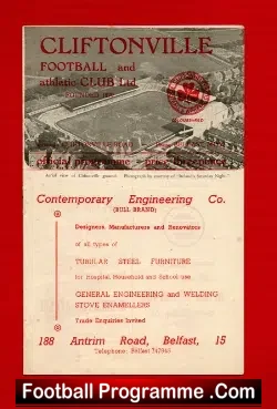 Cliftonville v Bangor 1962 - football programme