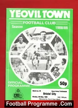 Dave Linney Testimonial Benefit Match Yeovil Town 1989 - football programme