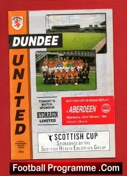 Dundee United v Aberdeen 1989 – Multi Autographs SIGNED