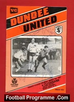 Dundee United v Clydebank 1987 - Multi Autographed SIGNED - football programme