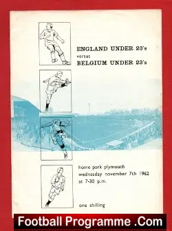 England v Belgium 1962 – U23 at Plymouth + Derek Stokes