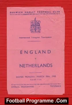 England v Holland 1948 – at Dulwich Hamlet – Netherlands