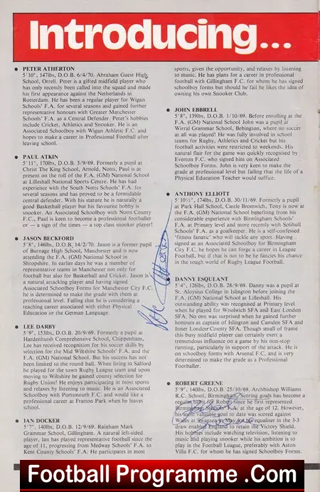 England v Switzerland 1985 – Wembley – Signed Autographed