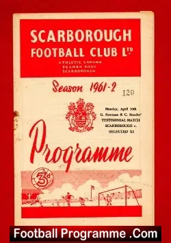 Geoff Bowman Colin Smailes Testimonial Benefit Scarborough 1961 - football programme