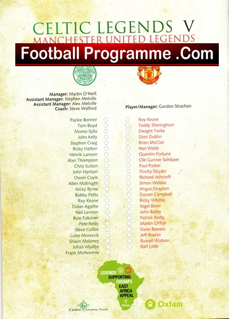 Glasgow Celtic v Manchester United 2011 – Legends Celtic Park