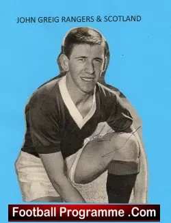 Glasgow Rangers John Greig Signed Picture c - 1967 - football memorabilia