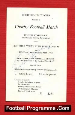 Hertford Youth v TV Entertainers XI 1968 – Multi Autographed