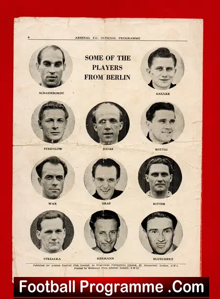 London v Berlin 1953 – at Arsenal + Armstrong + Logie