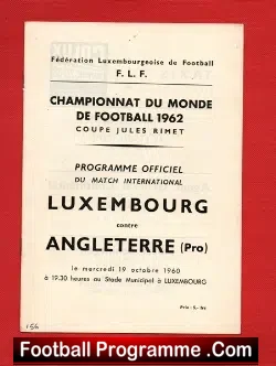 Luxembourg v England 1960 – World Cup Qualifying Match