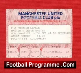 Manchester United v Leeds United 1992 – Ticket Champions Season
