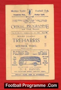 Merthyr Tydfil v Treharris 1949 – Wales