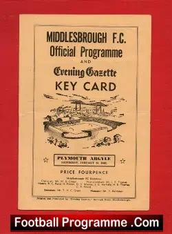 Middlesbrough v Plymouth 1962