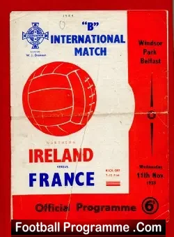Northern Ireland v France 1959 – B International in Belfast
