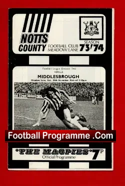 Notts County v Middlesbrough 1973