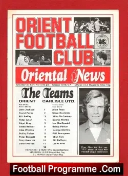 Orient v Carlisle United 1977 - football programme