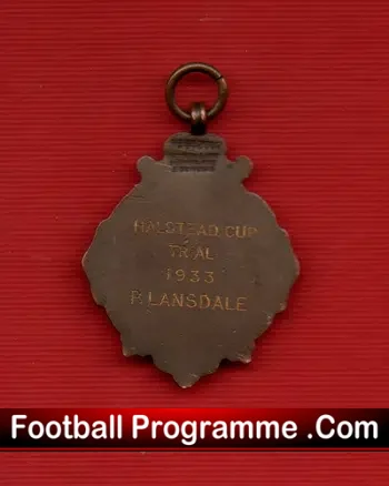 P Lansdale Halstead Cup Football Medal 1933
