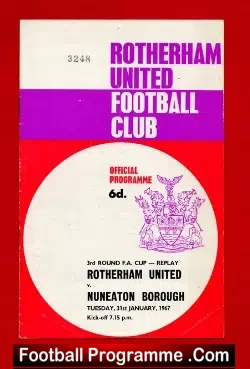 Rotherham United v Nuneaton Borough 1967 – FAC Replay – Signed
