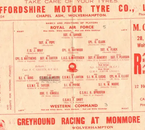 Royal Air Force RAF v Western Command 1944 Molineux Wolves