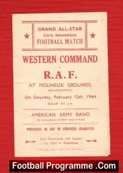 Royal Air Force RAF v Western Command 1944 Molineux Wolves