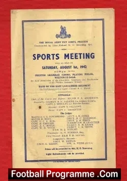Royal Army Pay Corps Sports Meeting Preston Grammar School 1942