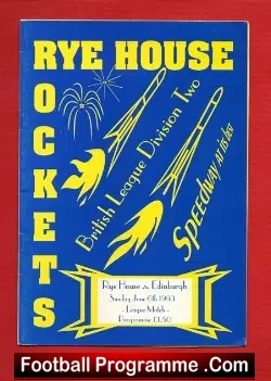 Rye House Speedway v Edinburgh 1993 - speedway programme