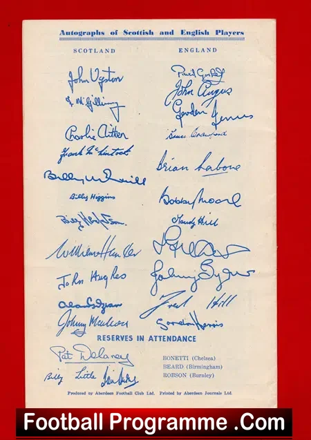 Scotland v England 1962 – at Aberdeen + Moore + Gilzean