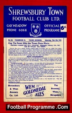 Shrewsbury Town v Tranmere Rovers 1961