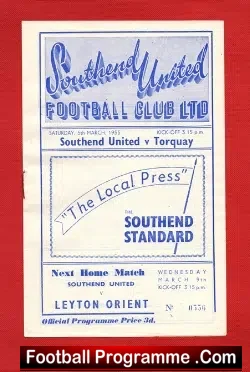 Southend United v Torquay United 1955
