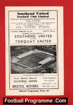Southend United v Torquay United 1961
