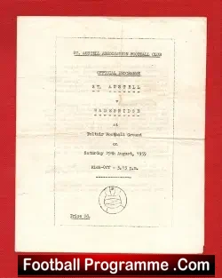 St Austell v Wadebridge 1959 - football programme