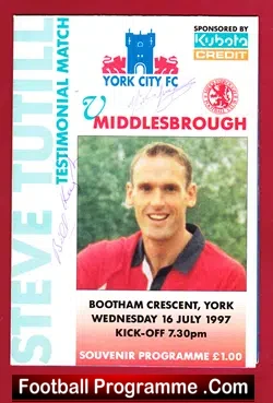 Steve Tutill Testimonial Benefit Match York City - Signed 1997 - football programme