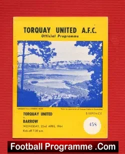 Torquay United v Barrow 1964