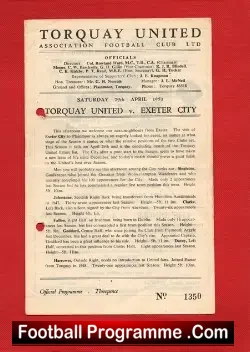 Torquay United v Exeter City 1950