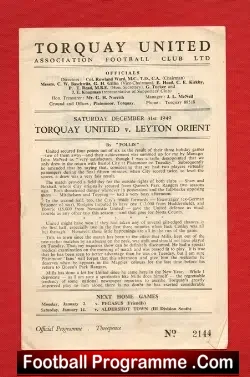 Torquay United v Leyton Orient 1949 – Last Match Of 1940s