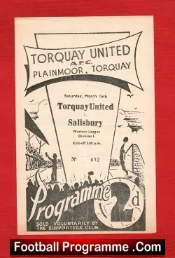 Torquay United v Salisbury 1950s ?