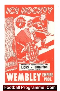 Wembley Lions Ice Hockey v Brighton Tigers 1960