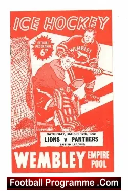 Wembley Lions Ice Hockey v Nottingham Panthers 1960 - sport programme