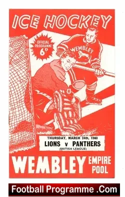 Wembley Lions Ice Hockey v Nottingham Panthers 1960 - sport programme