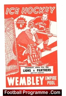 Wembley Lions Ice Hockey v Nottingham Panthers 1960 -British Lge - sport programme