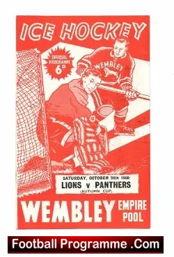 Wembley Lions Ice Hockey v Nottingham Panthers 1959 - Cup Match - sport programme